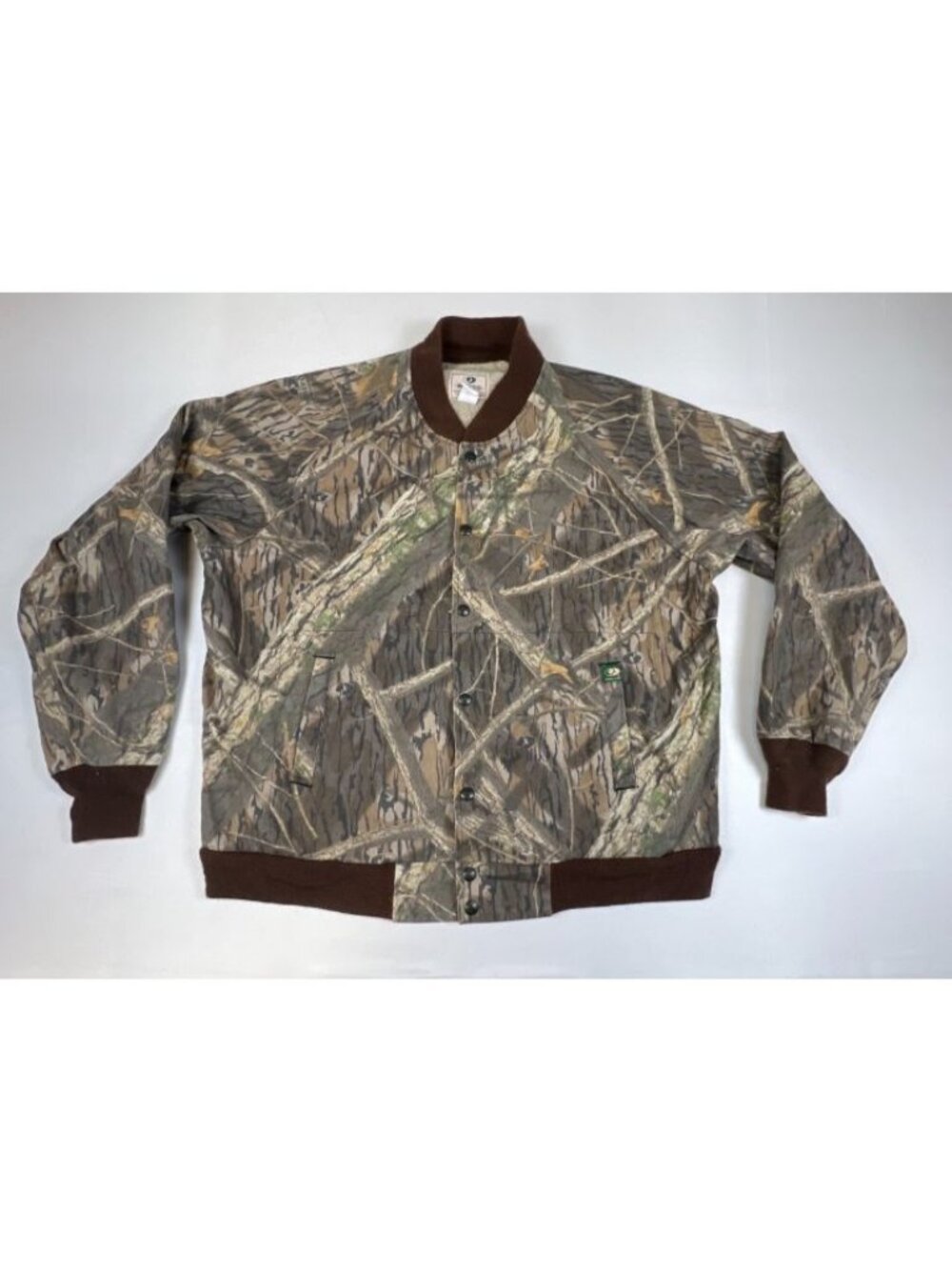 Vintage 90s Mossy Oak Camo Bomber Jacket Mens XL USA Made Hunting Workwear